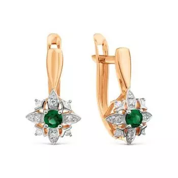 Серьги с изумрудами и бриллиантами Линии Любви