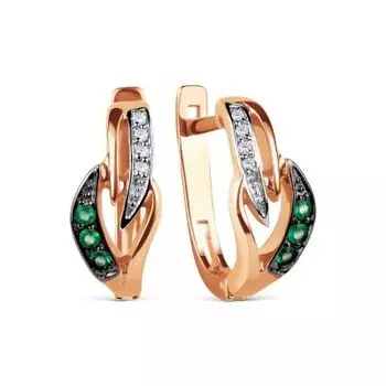 Серьги с изумрудами и бриллиантами Линии Любви