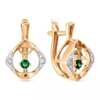 Серьги с изумрудами и бриллиантами Линии Любви