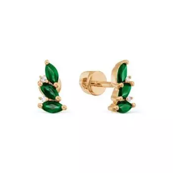Серьги с изумрудами и бриллиантами Линии Любви