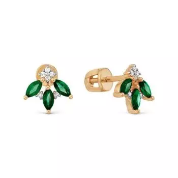 Серьги с изумрудами и бриллиантами Линии Любви