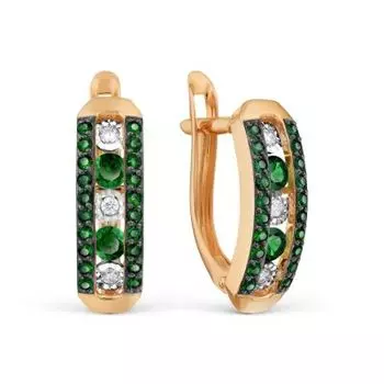 Серьги с изумрудами и бриллиантами Линии Любви