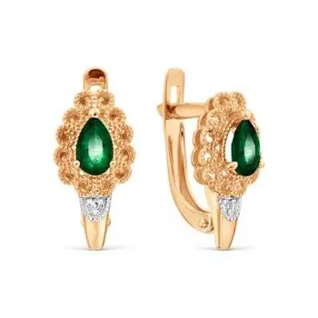 Серьги с изумрудами и бриллиантами Линии Любви