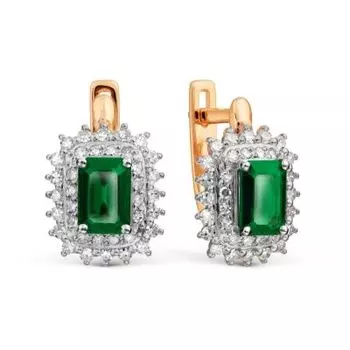 Серьги с изумрудами и бриллиантами Линии Любви