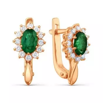 Серьги с изумрудами и бриллиантами Линии Любви