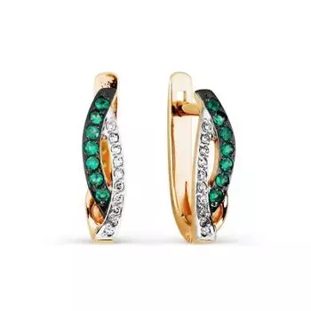 Серьги с изумрудами и бриллиантами Линии Любви