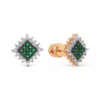 Серьги с изумрудами и бриллиантами Линии Любви