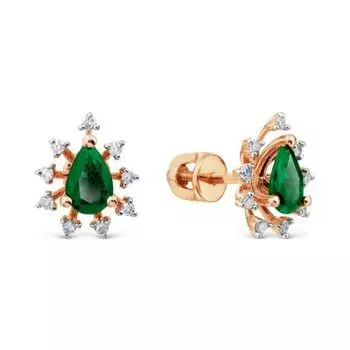 Серьги с изумрудами и бриллиантами Линии Любви
