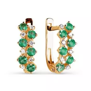 Серьги с изумрудами и бриллиантами Линии Любви