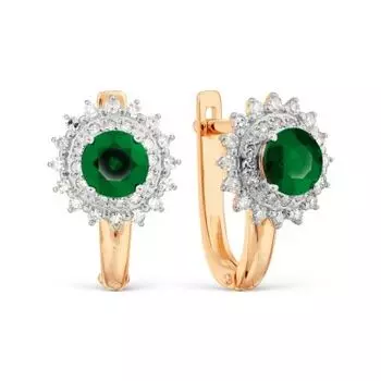 Серьги с изумрудами и бриллиантами Линии Любви