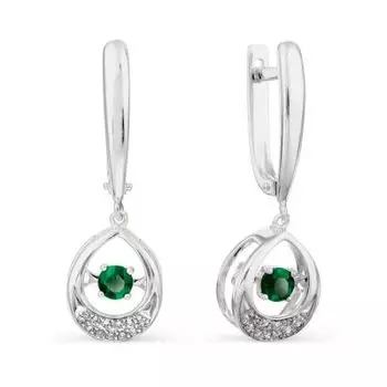 Серьги с изумрудами и бриллиантами Линии Любви