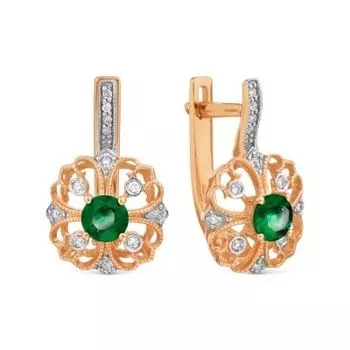 Серьги с изумрудами и бриллиантами Линии Любви