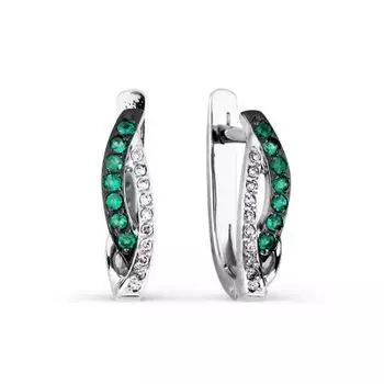 Серьги с изумрудами и бриллиантами Линии Любви