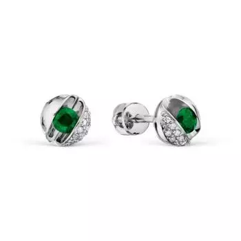 Серьги с изумрудами и бриллиантами Линии Любви