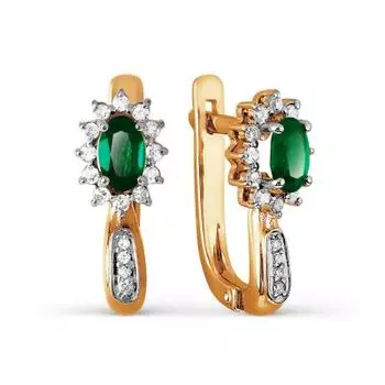 Серьги с изумрудами и бриллиантами Линии Любви