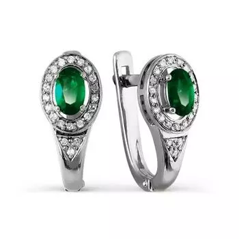 Серьги с изумрудами и бриллиантами Линии Любви