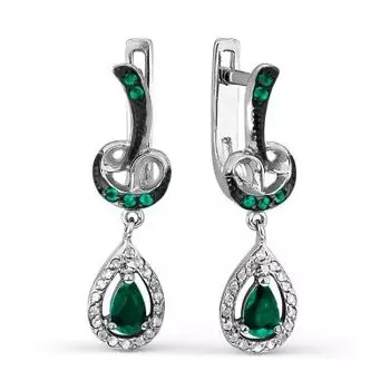 Серьги с изумрудами и бриллиантами Линии Любви