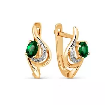 Серьги с изумрудами и бриллиантами Линии Любви