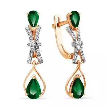 Серьги с изумрудами и бриллиантами Линии Любви