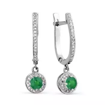 Серьги с изумрудами и бриллиантами Линии Любви