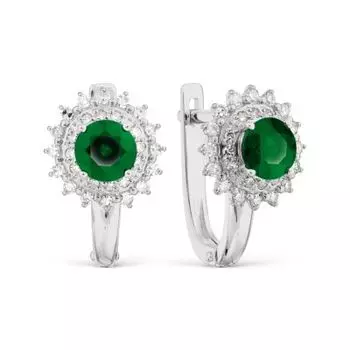 Серьги с изумрудами и бриллиантами Линии Любви