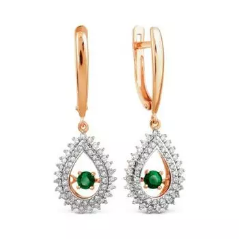 Серьги с изумрудами и бриллиантами Линии Любви