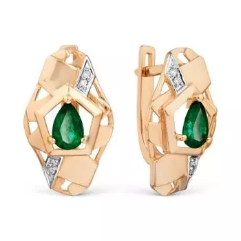 Серьги с изумрудами и бриллиантами Линии Любви