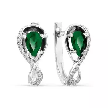 Серьги с изумрудами и бриллиантами Линии Любви