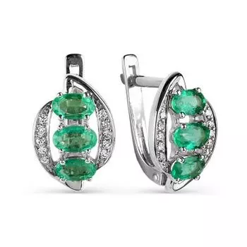 Серьги с изумрудами и бриллиантами Линии Любви