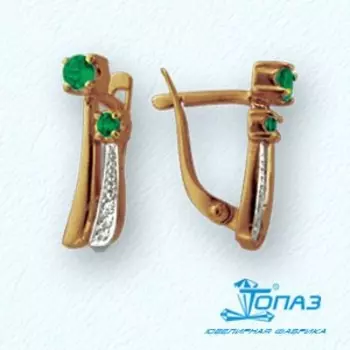 Серьги с изумрудами и бриллиантами Линии Любви