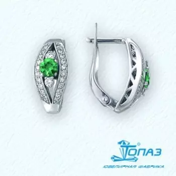 Серьги с изумрудами и бриллиантами Линии Любви