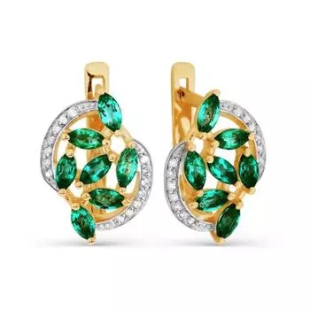 Серьги с изумрудами и бриллиантами Линии Любви