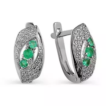 Серьги с изумрудами и бриллиантами Линии Любви