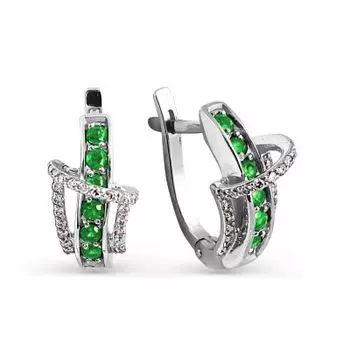 Серьги с изумрудами и бриллиантами Линии Любви