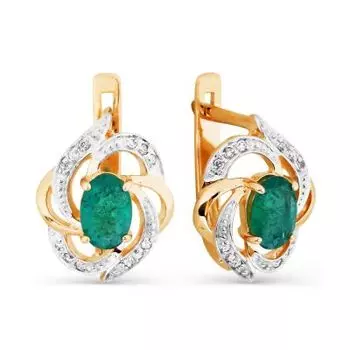 Серьги с изумрудами и бриллиантами Линии Любви