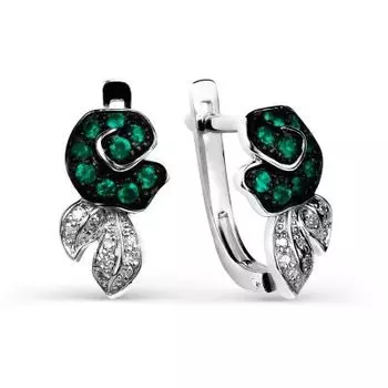 Серьги с изумрудами и бриллиантами Линии Любви