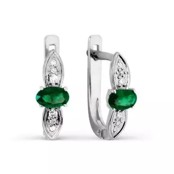 Серьги с изумрудами и бриллиантами Линии Любви