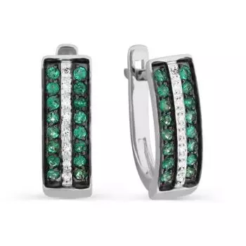 Серьги с изумрудами и бриллиантами Линии Любви