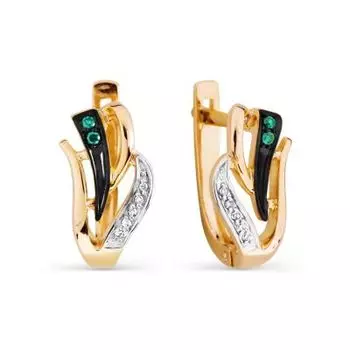 Серьги с изумрудами и бриллиантами Линии Любви