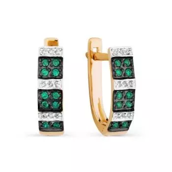 Серьги с изумрудами и бриллиантами Линии Любви