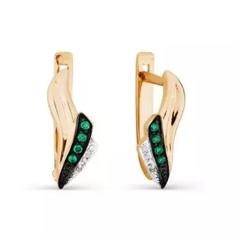 Серьги с изумрудами и бриллиантами Линии Любви