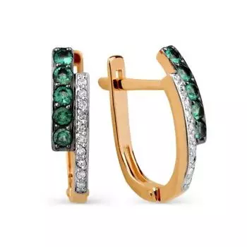 Серьги с изумрудами и бриллиантами Линии Любви