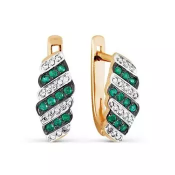 Серьги с изумрудами и бриллиантами Линии Любви