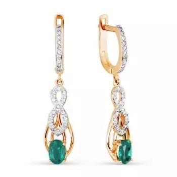 Серьги с изумрудами и бриллиантами Линии Любви