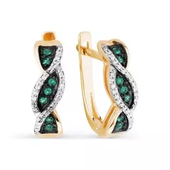 Серьги с изумрудами и бриллиантами Линии Любви