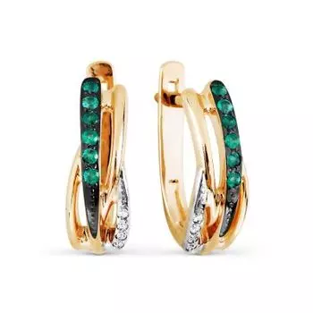 Серьги с изумрудами и бриллиантами Линии Любви