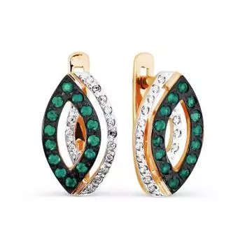Серьги с изумрудами и бриллиантами Линии Любви