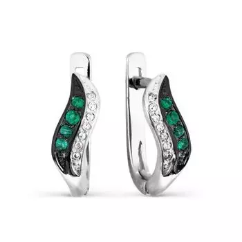 Серьги с изумрудами и бриллиантами Линии Любви