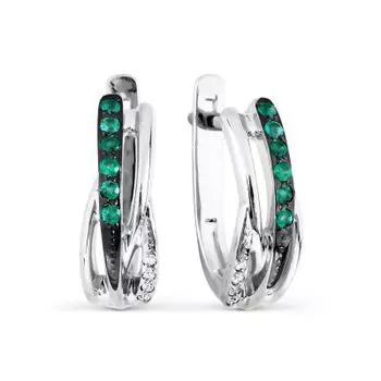 Серьги с изумрудами и бриллиантами Линии Любви