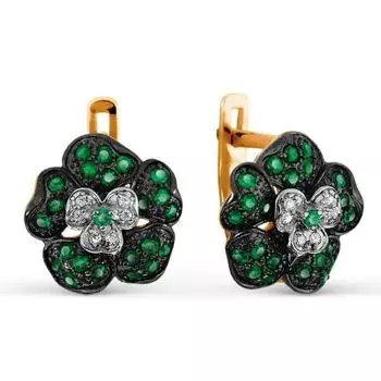 Серьги с изумрудами и бриллиантами Линии Любви